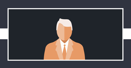 Digital png illustration of businessman on screen icon on transparent background