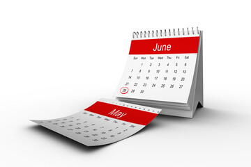 Digital png illustration of red and white calendar on transparent background