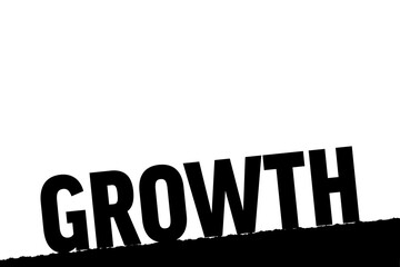 Digital png illustration of growth text on ground on transparent background