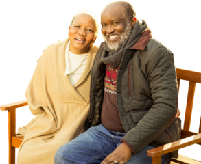 Digital png photo of happy senior african american couple embracing on transparent background