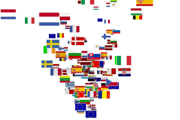 Obraz premium Digital png illustration of flags of different countries on transparent background