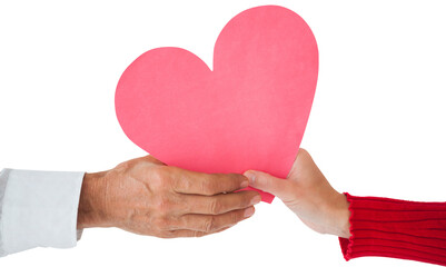 Digital png photo of hands holding heart on transparent background