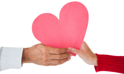 Digital png photo of hands holding heart on transparent background