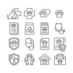 Dog cat pet logo line icon vector collection