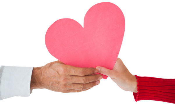 Digital png photo of hands holding heart on transparent background