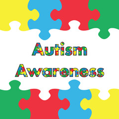 Digital png illustration of autism awareness month with puzzle pieces on transparent background