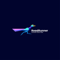 Vector Logo Illustration Road Runner Gradient Colorful Style