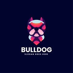 Vector Logo Illustration Bulldog Gradient Colorful Style