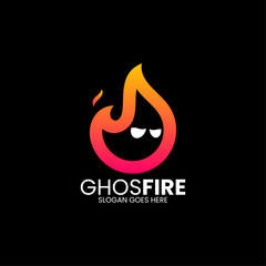 Vector Logo Illustration Ghost Fire Gradient Colorful Style
