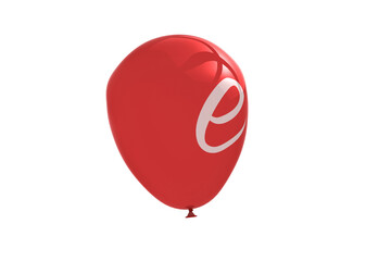 Digital png illustration of red balloon with e letter on transparent background