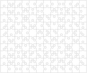 Jigsaw puzzle blank template or cutting guidelines of 120 various shapes pieces
