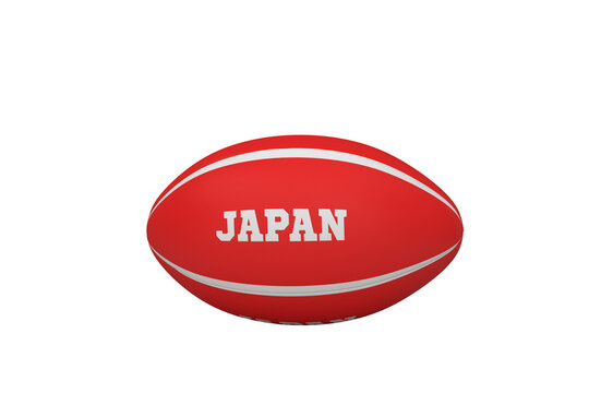 Digital png illustration of rugby ball with japan text on transparent background