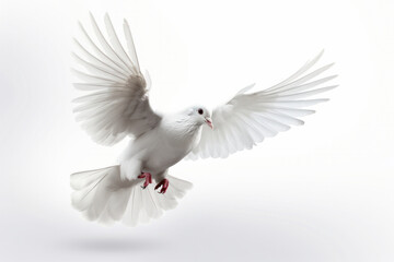 Obraz premium Behold the awe-inspiring sight of a white bird in flight, its wings spread wide as it glides through the air with effortless grace. AI Generative.