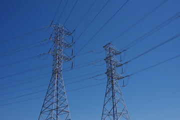 Electricity towers and overland power lines