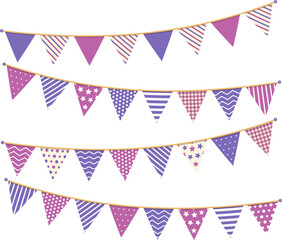 Fototapeta premium Purple bunting, design elements for decoration of greetings cards, invitations etc
