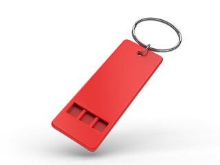 Flat Safety Whistle Blank Template, 3d illustration.