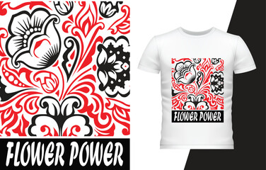 motif and floral based t shirt design.