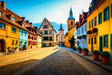 beautiful colorful houses and attractive town
