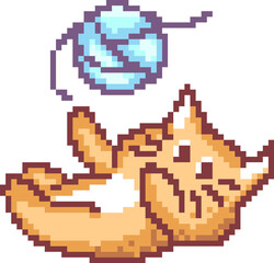 pixel cat play yarn