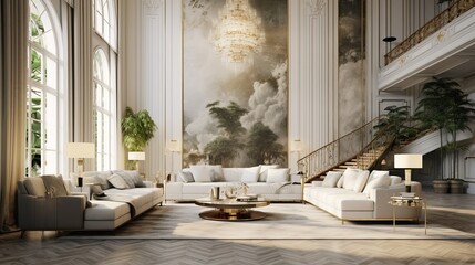 luxury elegance interior design of contemporary formal living area daylight clean and clear interior element, image ai generate