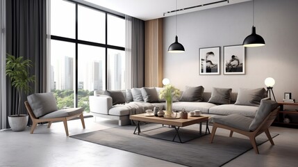Home interior design showcase Modern contemporary living area with naatual light interior cozy mood and tone scheme house beautiful ideas for home improvement background,ai generate