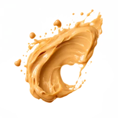 Fototapete Makrofotografie splash peanut butter with peanut seeds isolated on transparent background cutout , generative ai