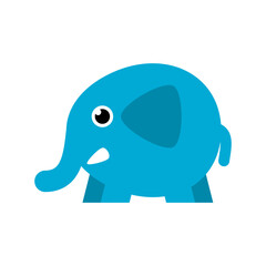 Cute blue elephant doodle icon flat vector design