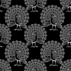 Seamless traditional Asian peacock wallpaper pattern