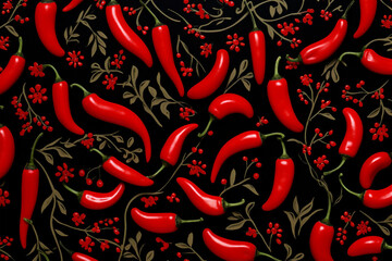 Image of Red ingredient hot peppers food vegetable nature fresh vegetarian spice harvest chili printed on Printed Glass Splashbacks