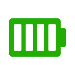 Green charging battery icon. Vector.