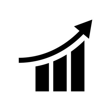 Increasing Bar Graph Silhouette Icon. Growth Graph. Vector.