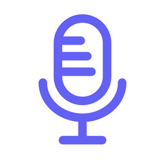 Flat design purple microphone. Vector.