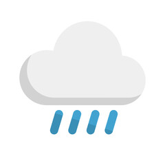 Flat design cloudy cloud and rain icon. Precipitation amount. Vector.