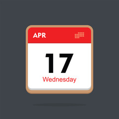 wednesday 17 april icon with black background, calender icon