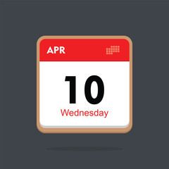 wednesday 10 april icon with black background, calender icon