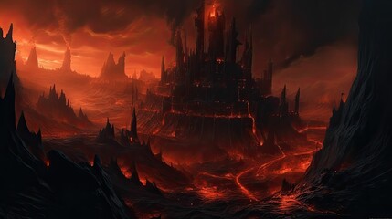 Obraz premium fire castle or hell castle