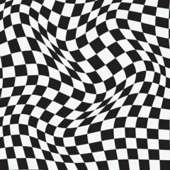 Fotobehang Formule 1 abstract seamless black white checkered wave pattern vector.
