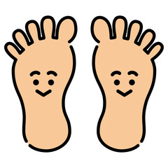 シンプルな足の裏　顔付き（両足）