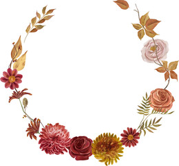 Watercolor autumn composition. Autumn wreath, bouquet, frame for invitations, cards, thanksgiving and other