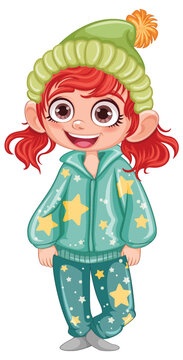 recommend clip art: Cute cartoon character in pajamas