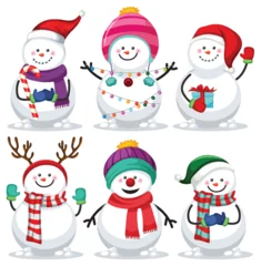 Acrylic prints Kids Set of Christmas snowman cartoon