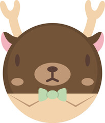 Deer cartoon flat icon. Deer icon simple style.