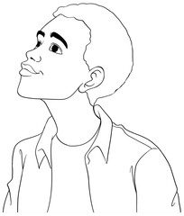African man cartoon character doodle outline