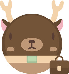 Deer cartoon flat icon. Deer icon simple style.
