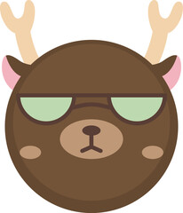 Deer cartoon flat icon. Deer icon simple style.