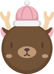 Deer cartoon flat icon. Deer icon simple style.