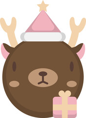 Deer cartoon flat icon. Deer icon simple style.