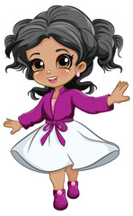 Cute girl dancing isolated