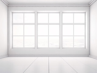 white empty room with big window, generative ai