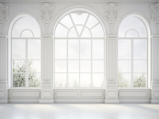 white empty room with big window, generative ai